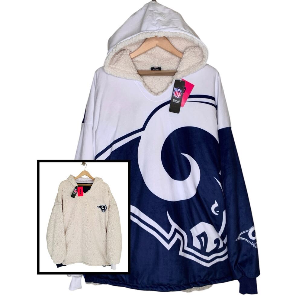 NFL Los Angeles Rams Reversible Sherpa Hoodeez Blanket Hoodie FOCO NWT OS